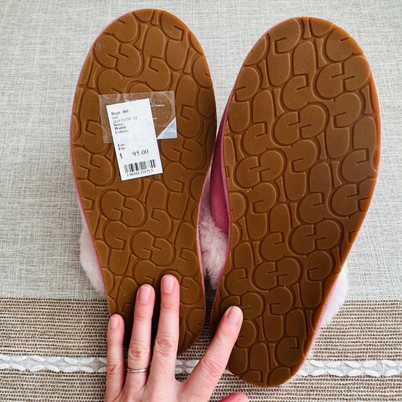 UGG Pink Suede Shearling Clog Slippers - Picture 5 of 7